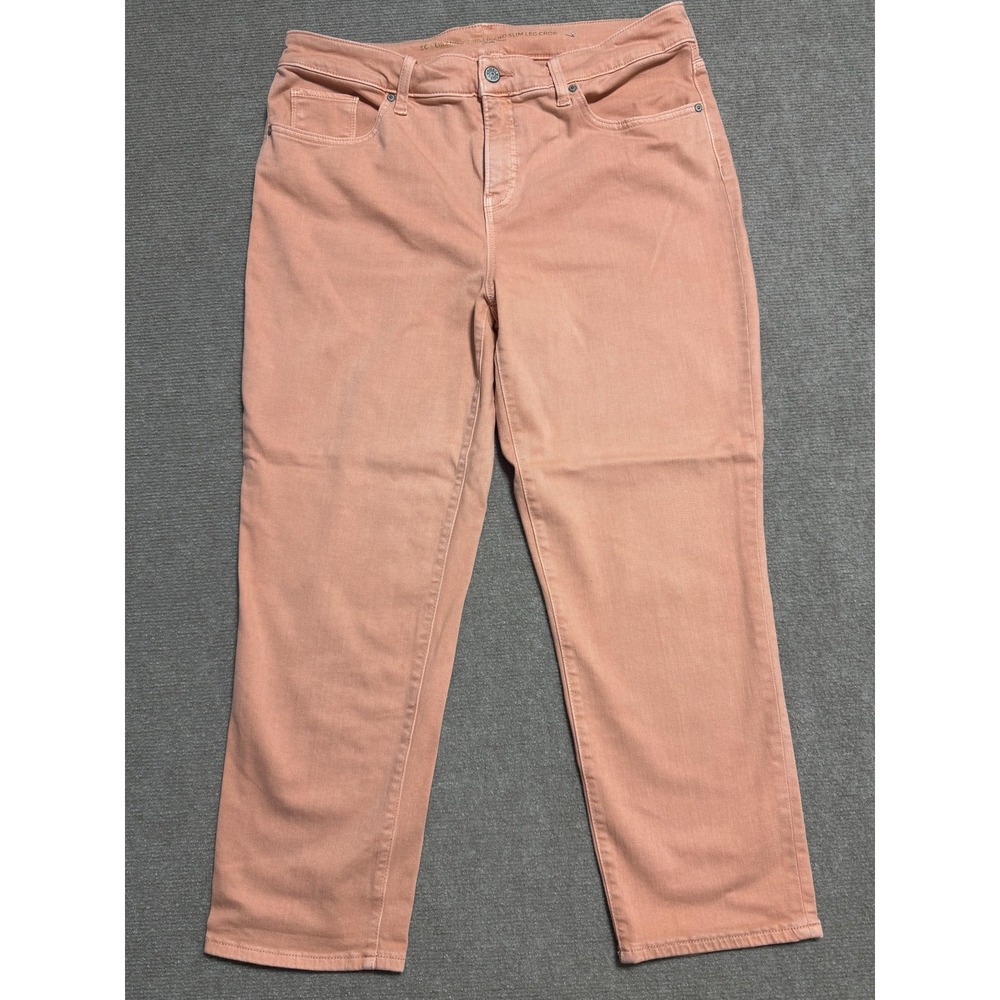 Chicos So Slimming Girlfriend Slim‎ Leg Crop Pants Womens 30 Pink Peach Stretch